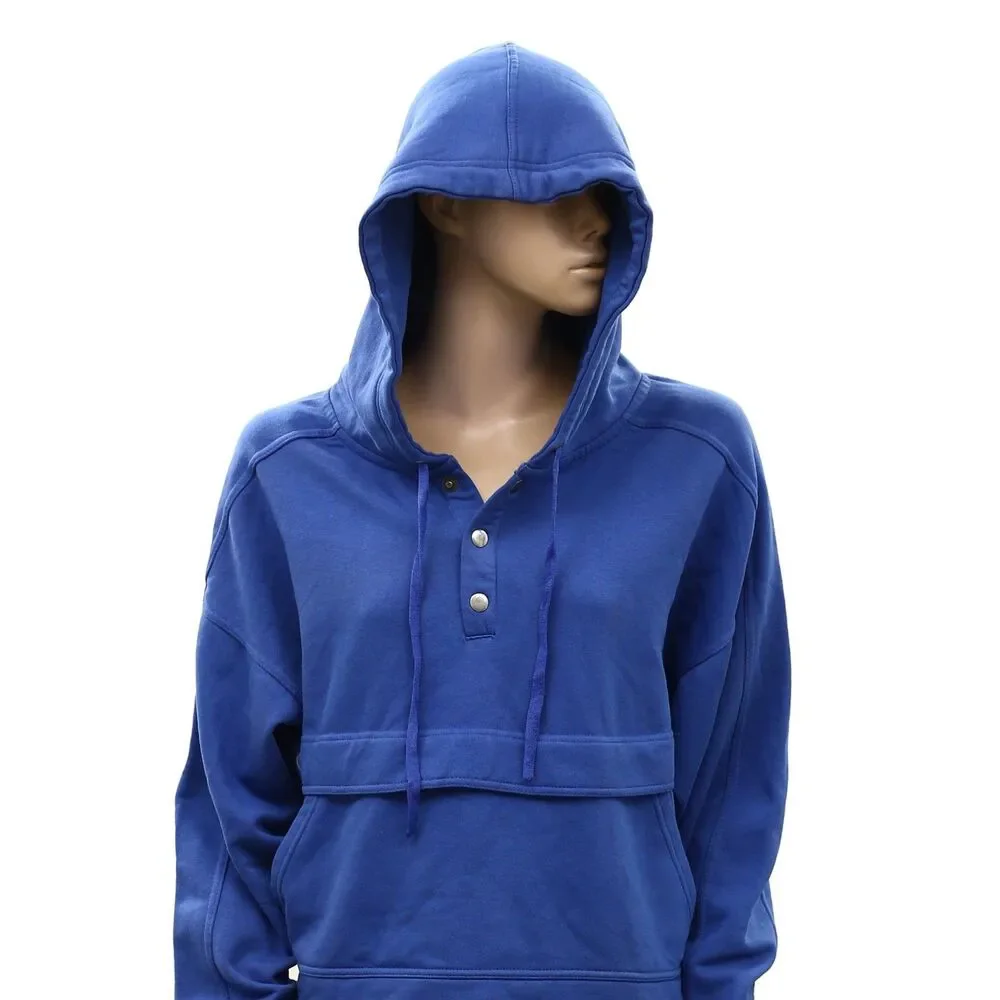 Daily Practice by Anthropologie Henley Sweatshirt Hoodie Top Pullover M 289516